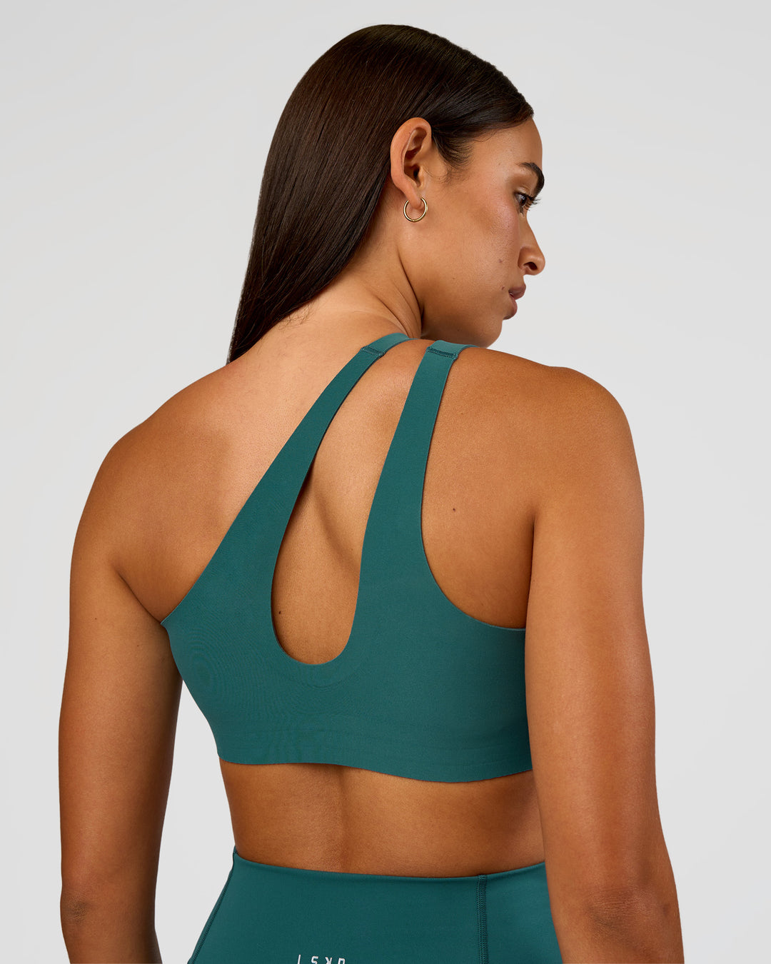 Woman wearing Bend &amp; FLX Plunge Sports Bra - Transformative Teal | Model:Ruby | Size:S - view 5