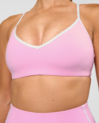 Woman wearing Blushing Sports Bra - Pink Rose-White | Model:Rhiley | Size:S | Thumbnail Index: 8