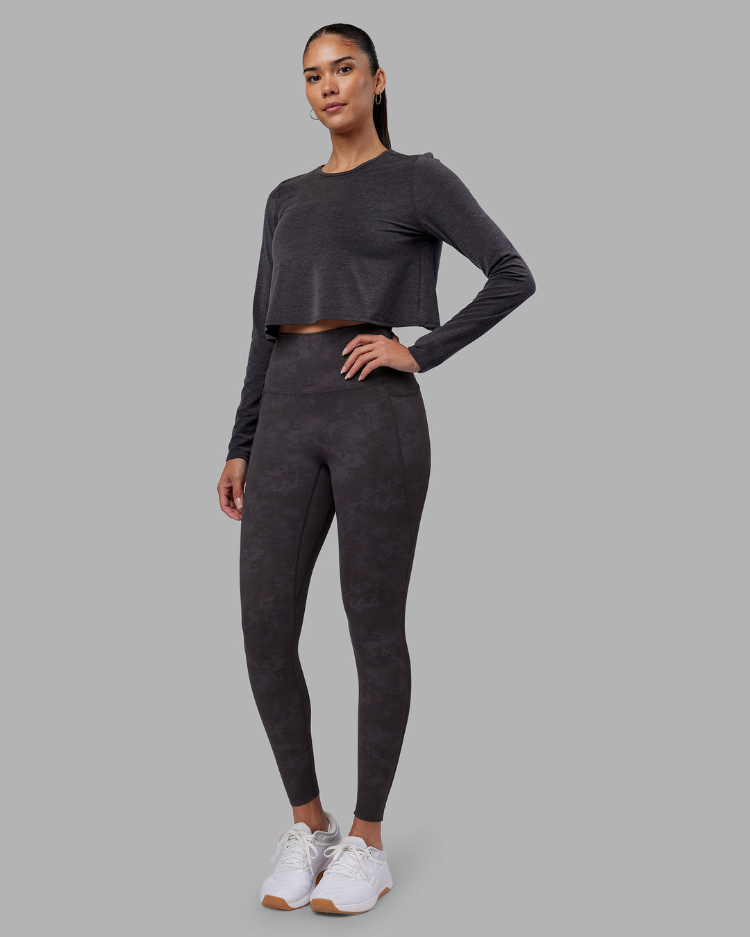 Woman wearing Breeze Long Sleeve Training Tee - Black | Model:Rhiley | Size:S - view 5