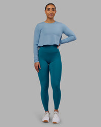 Woman wearing Breeze Long Sleeve Training Tee - Glacier Lake | Model:Ayla | Size:S | Thumbnail Index: 1