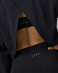 Woman wearing Breeze Open Back Sweater - Black-Black | Model:Phoebe | Size:S | Thumbnail Index: 4