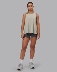 Woman wearing Breeze Training Tank - Shale Beige | Model:Hannah | Size:S | Thumbnail Index: 4