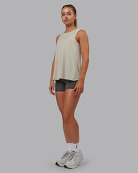 Woman wearing Breeze Training Tank - Shale Beige | Model:Hannah | Size:S | Thumbnail Index: 2