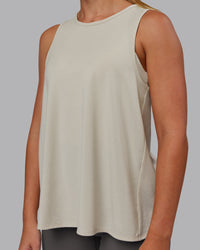 Woman wearing Breeze Training Tank - Shale Beige | Model:Hannah | Size:S | Thumbnail Index: 3