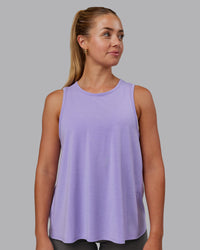 Woman wearing Breeze Training Tank - Violet Ray | Model:Hannah | Size:S | Thumbnail Index: 1
