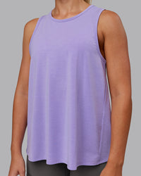 Woman wearing Breeze Training Tank - Violet Ray | Model:Hannah | Size:S | Thumbnail Index: 3