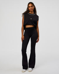 Woman wearing CF Fold Over High-Rise Flared Legging - Black | Model:Jordan | Size:S | Thumbnail Index: 9