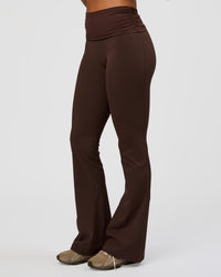 Woman wearing CF Fold Over High-Rise Flared Legging Tall - Hot Chocolate | Model:Rosie | Size:S | Thumbnail Index: 5