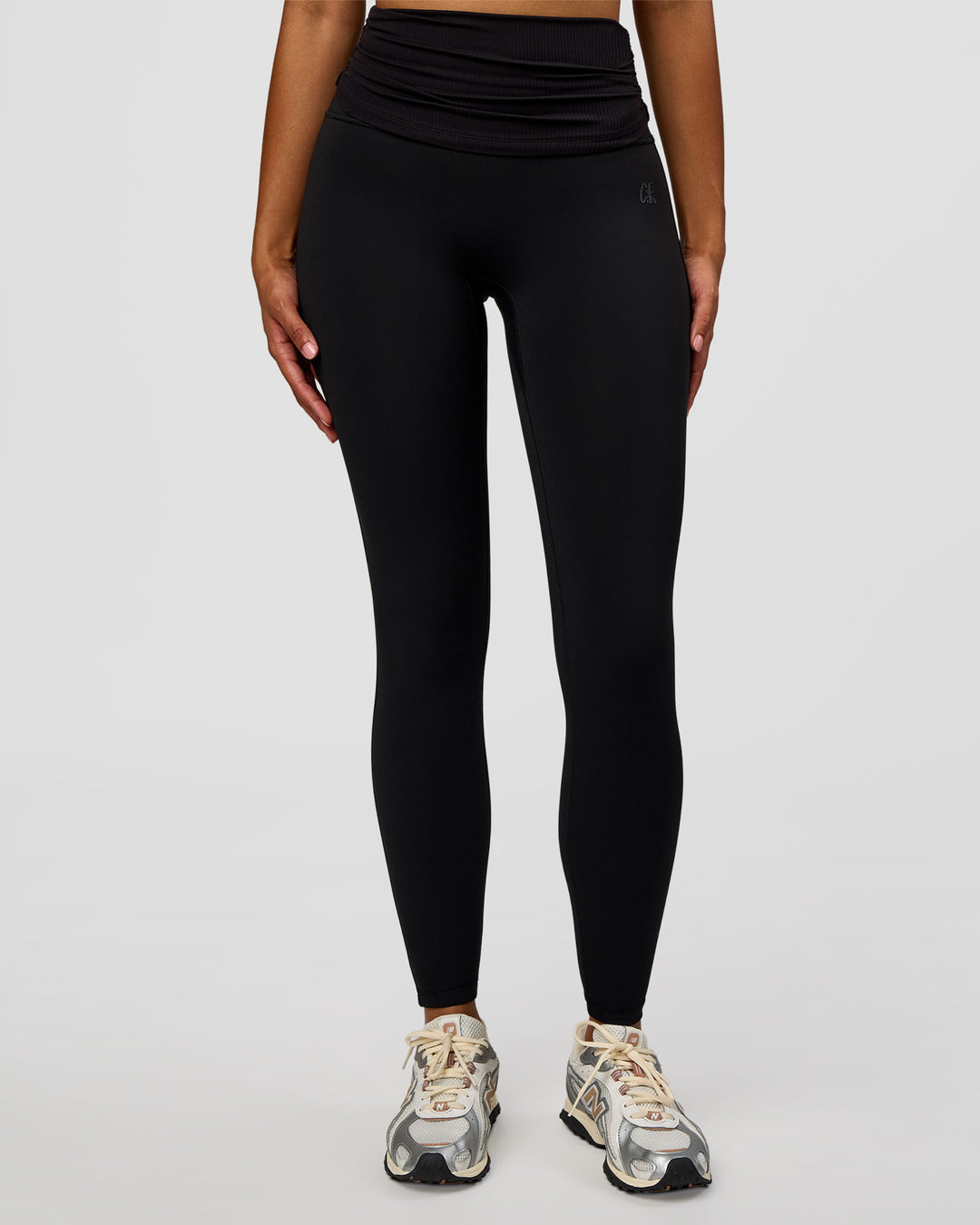 Model wearing CF Fold Over High-Rise Full Length Legging - Black | Model:Jordan | Size:S - view 5
