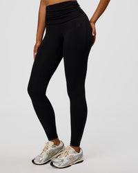 Model wearing CF Fold Over High-Rise Full Length Legging - Black | Model:Jordan | Size:S | Thumbnail Index: 5
