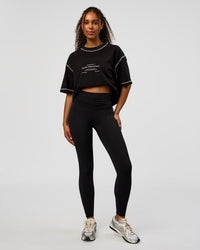Model wearing CF Fold Over High-Rise Full Length Legging - Black | Model:Jordan | Size:S | Thumbnail Index: 6