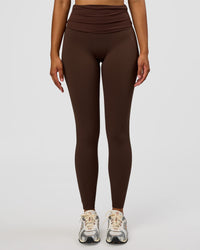 Woman wearing CF Fold Over High-Rise Full Length Legging - Hot Chocolate | Model:Jordan | Size:S | Thumbnail Index: 4