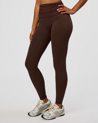 Woman wearing CF Fold Over High-Rise Full Length Legging - Hot Chocolate | Model:Jordan | Size:S | Thumbnail Index: 5