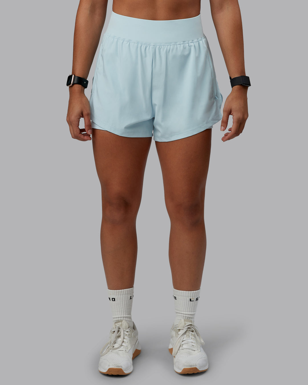 Woman wearing Challenger 3" Lined Performance Short in Skyride | Size:S | Model:Tylah - view 8