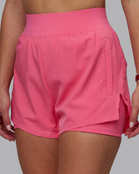 Woman wearing Challenger 3" Lined Performance Shorts in Pink Lemonade | Size:S | Thumbnail Index: 8
