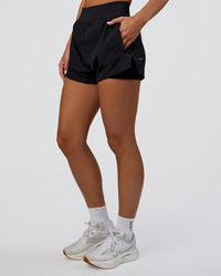 Woman wearing Challenger 3" Lined Performance Short - Black | Model:Amity | Size:S | Thumbnail Index: 7