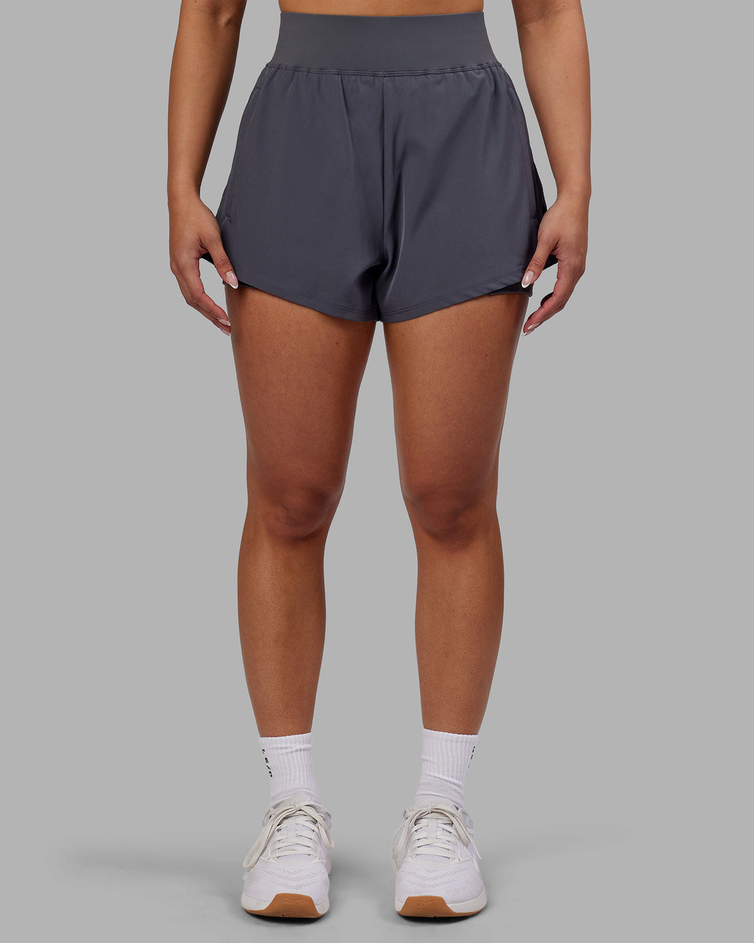 Woman wearing Challenger 3" Lined Performance Short - Dark Storm | Model:Ayla | Size:S - view 2