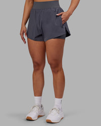 Woman wearing Challenger 3" Lined Performance Short - Dark Storm | Model:Ayla | Size:S | Thumbnail Index: 2