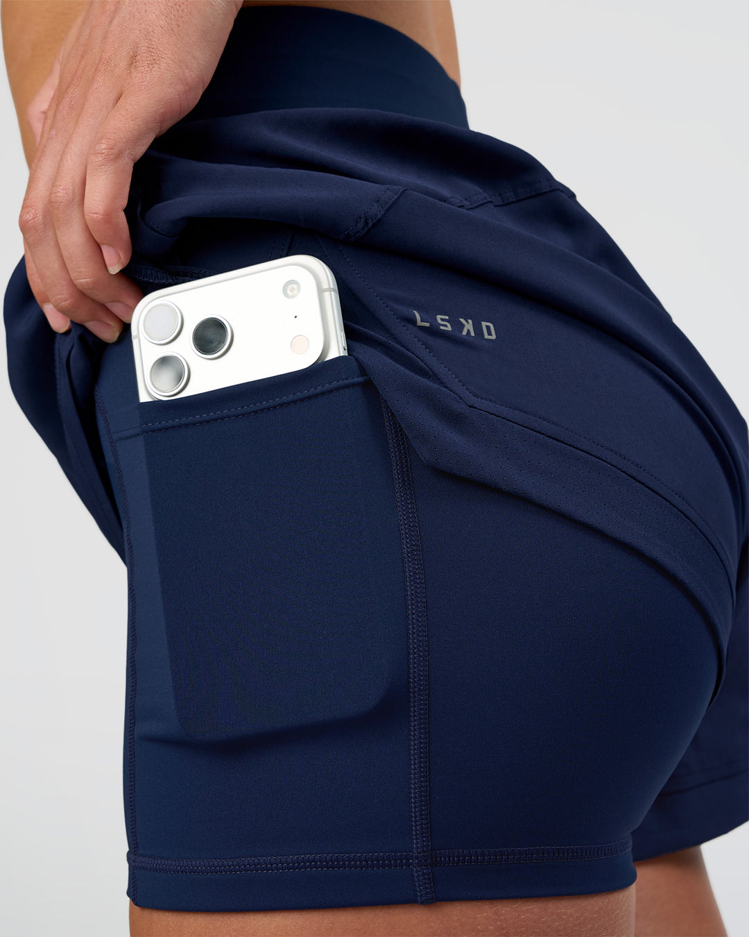 Woman wearing Challenger 3" Lined Performance Short - Future Navy | Model:Evie | Size:S - view 6