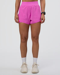 Woman wearing Challenger 3" Lined Performance Short - Ultra Fuchsia | Model:Abbey | Size:S | Thumbnail Index: 6