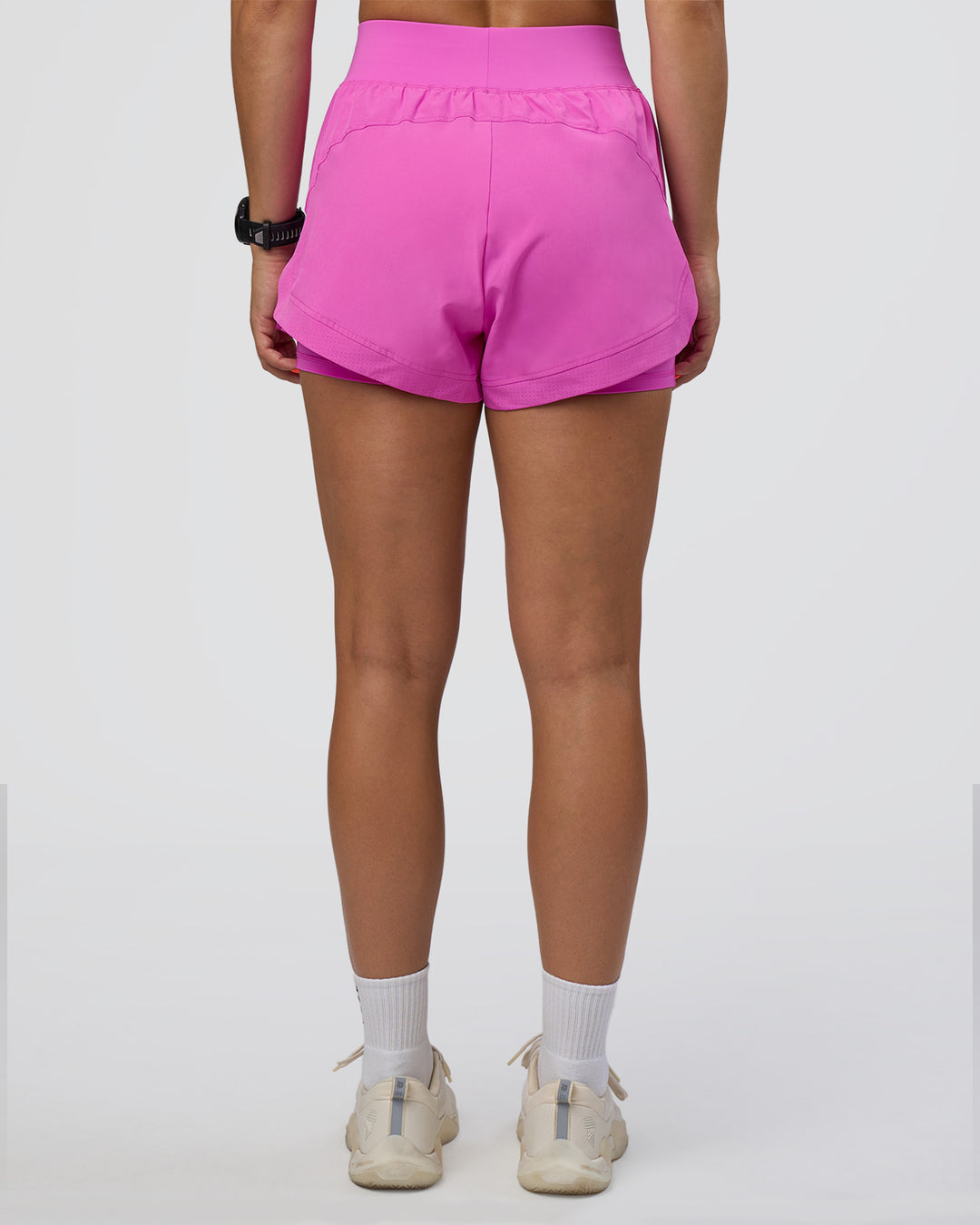Woman wearing Challenger 3" Lined Performance Short - Ultra Fuchsia | Model:Abbey | Size:S - view 4