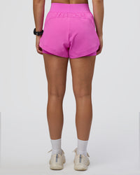 Woman wearing Challenger 3" Lined Performance Short - Ultra Fuchsia | Model:Abbey | Size:S | Thumbnail Index: 3