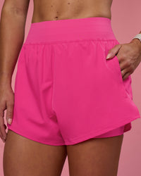 Woman wearing Challenger 3" Lined Performance Short - Ultra Pink | Model:Hannah | Size:S | Thumbnail Index: 1