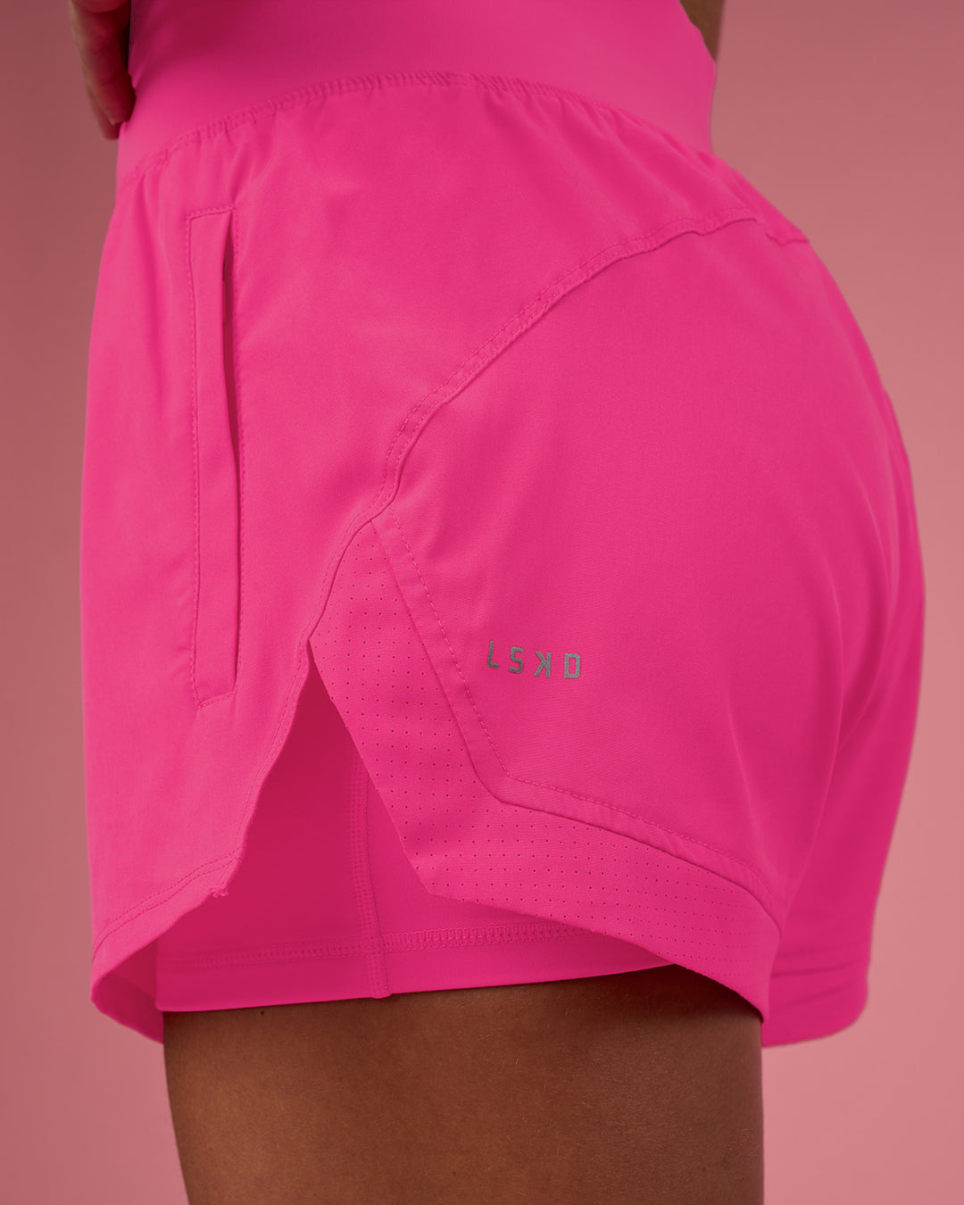 Woman wearing Challenger 3" Lined Performance Short - Ultra Pink | Model:Hannah | Size:S - view 8