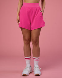 Woman wearing Challenger 5" Lined Performance Short - Ultra Pink | Model:Tianah | Size:S | Thumbnail Index: 8