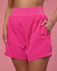 Woman wearing Challenger 5" Lined Performance Short - Ultra Pink | Model:Tianah | Size:S | Thumbnail Index: 6