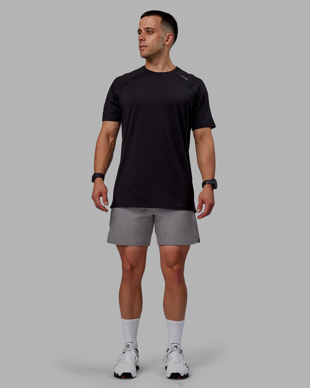 Man wearing Challenger 6" Performance Shorts - Storm Front - view 2