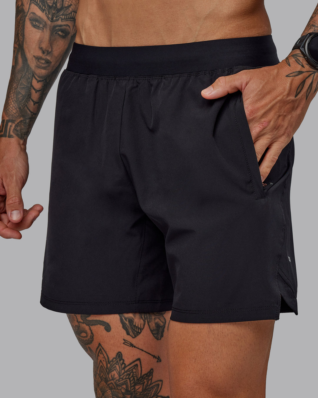 Man wearing Challenger 6" Performance Shorts in Black | Size:S - view 3