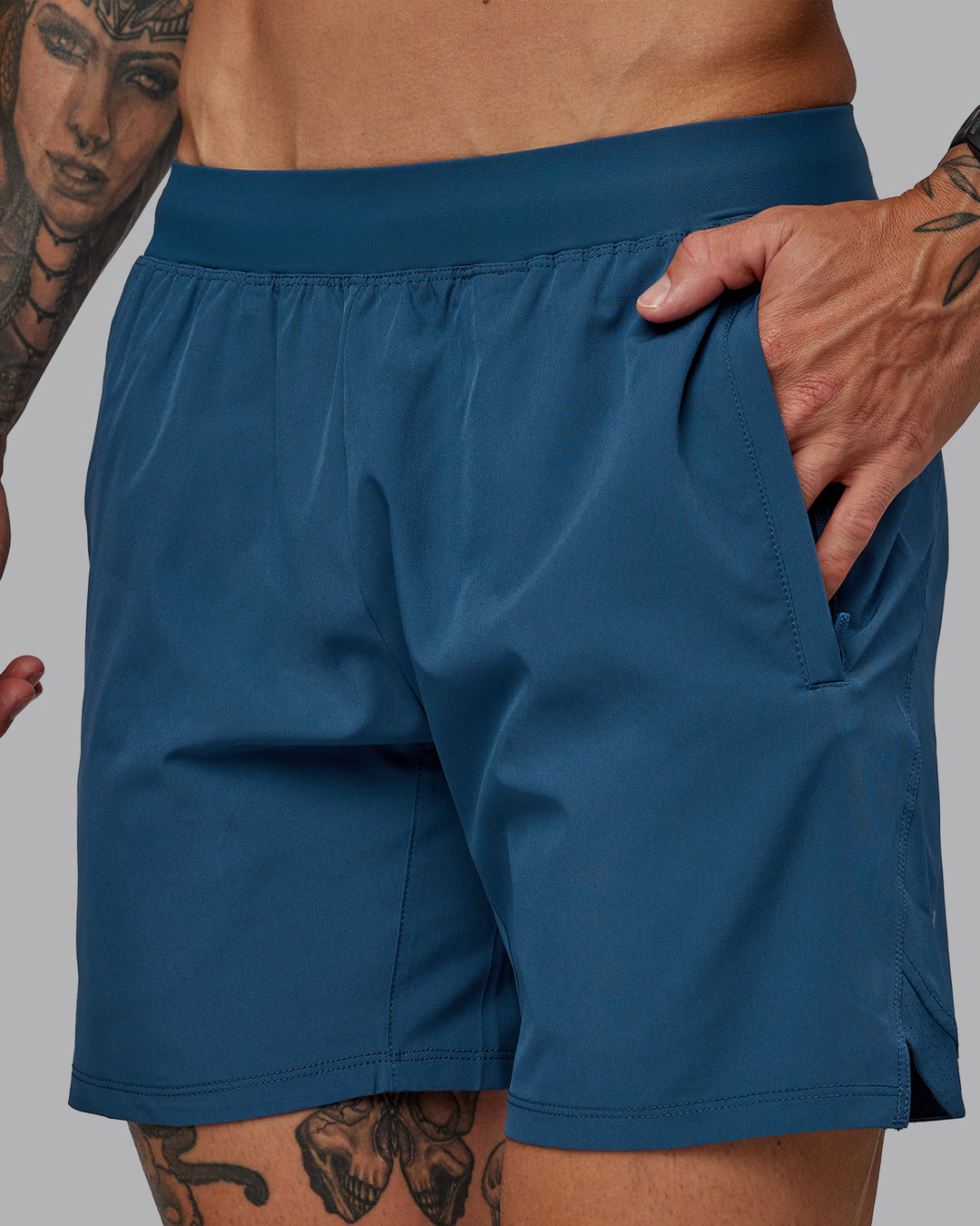 Man wearing Challenger 6" Performance Short in Indigo | Size:S - view 2