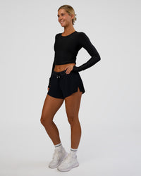 Woman wearing Clarity Long Sleeve Tee - Black | Model:Amity | Size:S | Thumbnail Index: 2
