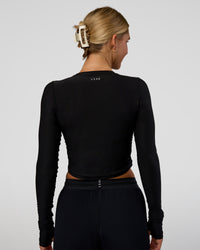 Woman wearing Clarity Long Sleeve Tee - Black | Model:Amity | Size:S | Thumbnail Index: 3