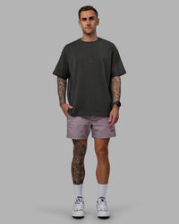 Man wearing Daily 5" Shorts - Grey Purple | Thumbnail Index: 5