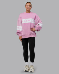 Woman wearing Disc Oversized Sweater - Bubblegum-Light Bubblegum | Thumbnail Index: 1