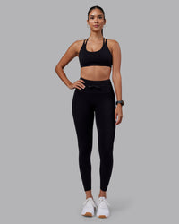Woman wearing Effortless Drawstring Ultra High-Rise Full Length Legging Pockets - Black | Model:Rhiley | Size:S | Thumbnail Index: 3