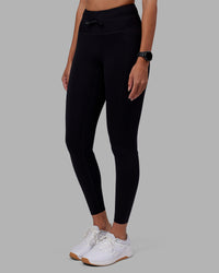 Woman wearing Effortless Drawstring Ultra High-Rise Full Length Legging Pockets - Black | Model:Rhiley | Size:S | Thumbnail Index: 6