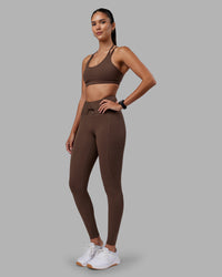 Woman wearing Effortless Drawstring Ultra High-Rise Full Length Legging Pockets - Chocolate Martini | Model:Rhiley | Size:S | Thumbnail Index: 4