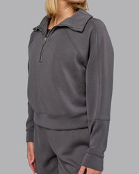 Woman wearing Elevate SoftTouch 1/2 Zip Sweater - Asphalt | Model:Halle | Size:S | Thumbnail Index: 4