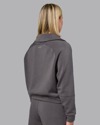Woman wearing Elevate SoftTouch 1/2 Zip Sweater - Asphalt | Model:Halle | Size:S | Thumbnail Index: 3
