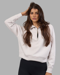 Woman wearing Elevate SoftTouch 1/2 Zip Sweater - Clay-Clay | Model:Phoebe | Size:S | Thumbnail Index: 8