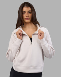 Woman wearing Elevate SoftTouch 1/2 Zip Sweater - Clay-Clay | Model:Phoebe | Size:S | Thumbnail Index: 0