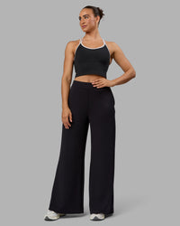 Woman wearing Elevate SoftTouch Wide Leg Pants - Black-Black | Thumbnail Index: 8