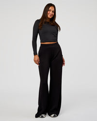 Woman wearing Elevate SoftTouch Wide Leg Pant Tall - Black | Model:Bianca | Size:S | Thumbnail Index: 4