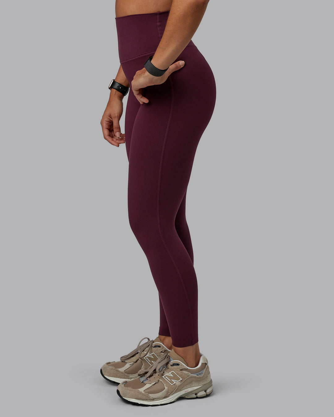 Woman wearing Elixir Ultra High-Rise Full Length Legging - Cherry Lacquer | Size:S - view 1