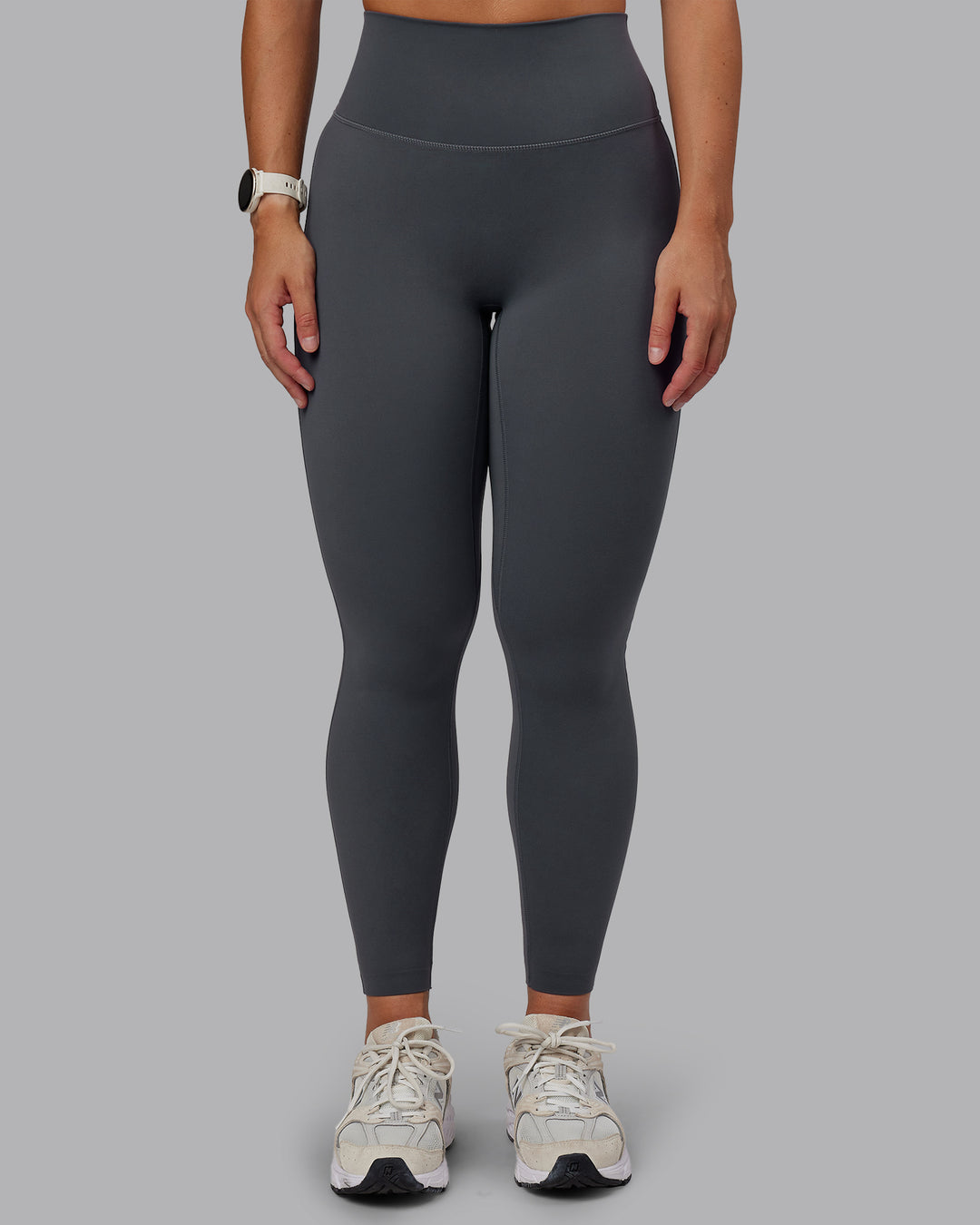 Woman wearing Elixir Ultra High-Rise Full Length Legging - Dark Storm | Size:S - view 3