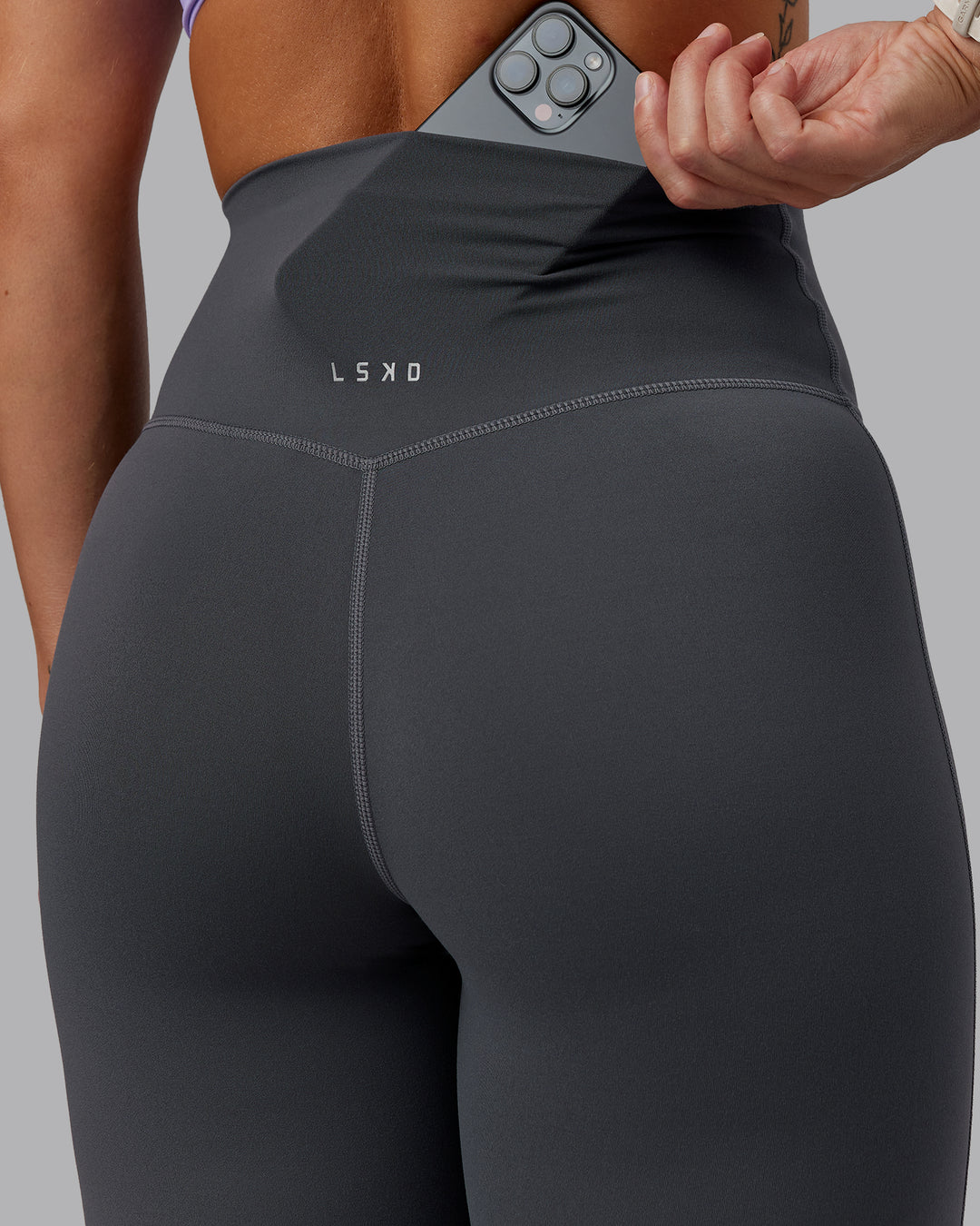 Woman wearing Elixir Ultra High-Rise Full Length Legging - Dark Storm | Size:S - view 6