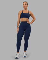 Woman wearing Elixir Ultra High-Rise Full Length Legging - Future Navy | Thumbnail Index: 4